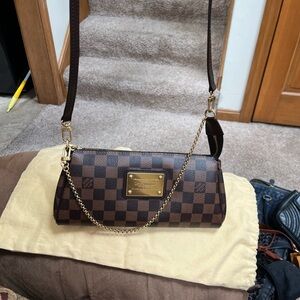 Louis Vuitton Brown Checkered Mini Shoulder Bag with Gold Hardware